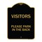 Signmission Visitors Please Park in the Back, Black & Gold Aluminum Architectural Sign, 18" x 24", BG-1824-22719 A-DES-BG-1824-22719 - alternate 1